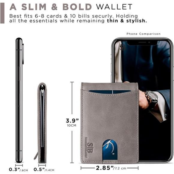 RFID Blocking Slim Bifold Genuine Leather Minimalist Front Pocket Wallet for Men